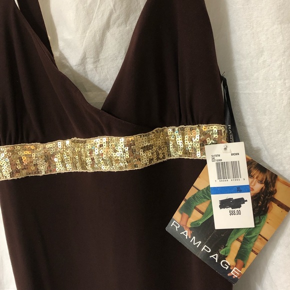 Brown and gold sequined floor length gown - Picture 6 of 7